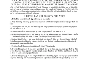 Thông tư 04/2005/TT-BKH hướng dẫn thủ tục thành lập mới tổ chức lại đăng ký kinh doanh giải thể công ty nhà nước