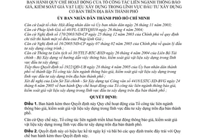 Quyết định 146/2005/QĐ-UBND Quy chế hoạt động Tổ công tác liên ngành thông báo giá, kiểm soát giá vật liệu xây dựng lĩnh vực xây dựng cơ bản TPHCM