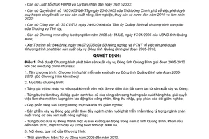 Quyết định 42/2005/QĐ-UBND phê duyệt Chương trình phát triển sản xuất cây vụ Đông Quảng Bình 2005-2010