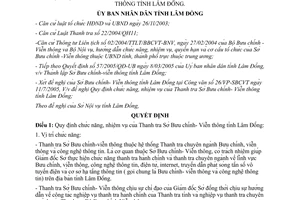 Quyết định 149/2005/QĐ-UBND chức năng nhiệm vụ Thanh tra Sở Bưu chính Viễn thông Lâm Đồng