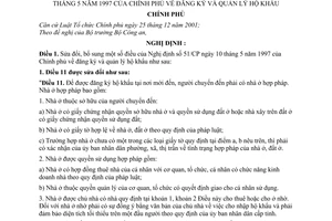 Nghị định 108/2005/NĐ-CP bổ sung  Nghị định 51/CP đăng ký và quản lý hộ khẩu