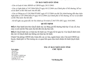 Quyết định số 98/2005/QĐ-UBND bảng giá bồi bồi thường thiệt hại cây cối hoa màu