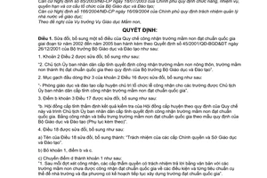 Quyết định 25/2005/QĐ-BGD&ĐT sửa đổi QĐ 45/2001/QĐ-BGD&ĐT Quy chế công nhận trường mầm non đạt chuẩn quốc gia giai đoạn từ năm 2002 đến 2005