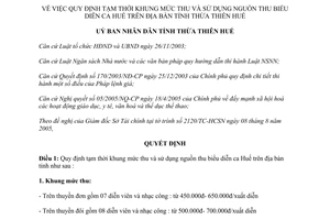 Quyết định số 2807/2005/QĐ-UBND quy định tạm thời khung mức thu biểu diễn ca Huế