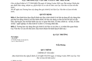 Quyết định 321/QĐ-VTLTNN quy trình chỉnh lý tài liệu