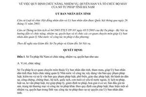 Quyết định 1272/2005/QĐ-UBND nhiệm vụ quyền hạn tổ chức bộ máy Sở Tư pháp Hà Nam