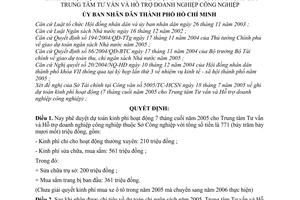 Quyết định 158/2005/QĐ-UBND dự toán kinh phí hoạt động 7 tháng cuối năm 2005 cho Trung tâm Tư vấn và Hỗ trợ doanh nghiệp công nghiệp