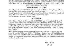 Quyết định 1626/2005/QĐ-BXD cấp giấy chứng nhận quyền sở hữu nhà ở công trình xây dựng đính chính thông tư 13/2005/TT-BXD