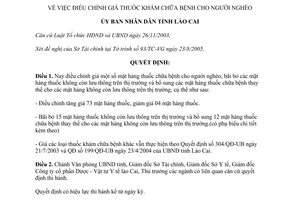 Quyết định 481/QĐ-UBND năm 2005 điều chỉnh giá thuốc khám chữa bệnh Tỉnh Lào Cai