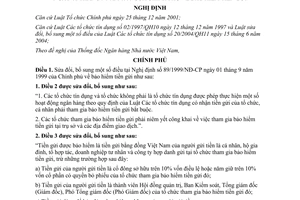 Nghị định 109/2005/NĐ-CP bảo hiểm tiền gửi sửa đổi nghị định 89/1999/NĐ-CP