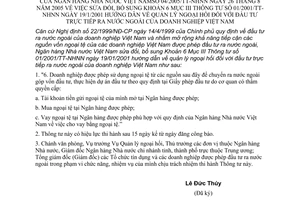 Thông tư 04/2005/TT-NHNN quản lý ngoại hối sửa đổi khoản 6 mục 3 thông tư 01/2001/TT-NHNN quản lý ngoại hối đầu tư trực tiếp ra nước ngoài DN Việt Nam