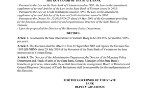 Decision No. 1246/2005/QD-NHNN of August 26, 2005, on the base interest rate in Vietnam dong