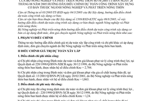 Thông tư 54/2005/TT-BNN hướng dẫn điều chỉnh dự toán công trình xây dựng cơ bản thuộc ngành nông nghiệp phát triển nông thôn