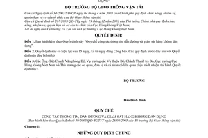 Quyết định 39/2005/QĐ-BGTVT Quy chế công tác thông tin, dẫn đường giám sát hàng không dân dụng