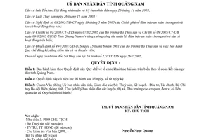 Quyết định 58/2005/QĐ-UB Quy chế tổ chức khai thác hải sản trên biển theo tổ đoàn kết ngư dân Quảng Nam