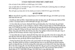 Quyết định 3067/2005/QĐ-UBND sửa đổi Quyết định 1517/2005/QĐ-UB Thừa Thiên Huế