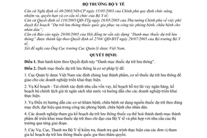 Quyết định 3156/2005/QĐ-BYT Danh mục thuốc dự trữ lưu thông