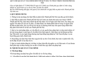 Thông tư 70/2005/TT-BTC hướng dẫn quy chế quản lý tài chính Quỹ đầu tư phát triển thành phố Hà Nội