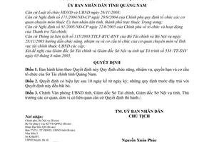Quyết định 59/2005/QĐ-UBND  chức năng, nhiệm vụ, quyền hạn cơ cấu tổ chức