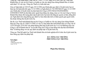 Công văn 3120/TCT-TS trả lời Công ty cổ phần tư vấn xây dựng Giao thông Khánh Hòa về chính sách thuế