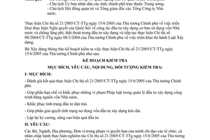 Công văn 1815/BXD-TTr triển khai thực hiện Chỉ thị 21/2005/CT-TTg
