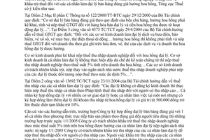 Công văn 3200/TCT-PCCS khấu trừ thuế cá nhân làm đại lý bán hàng đúng giá hưởng hoa hồng