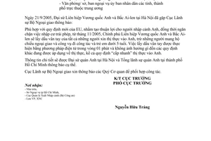 Công văn 1463/LS-XNC quy định mới cấp thị thực vào Anh