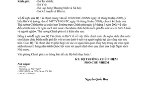 Công văn 5490/VPCP-KTTH điều chỉnh mức chi NSNN khám chữa bệnh miễn phí