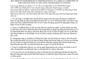 Thông tư 05/2005/TT-NHNN chuyển CTNN thành CTCP hướng dẫn nội dung liên quan hoạt động NH theo Nghị định 187/2004/NĐ-CP