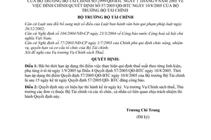 Quyết định 2999/QĐ-BTC đính chính quyết định 57/2005/QĐ-BTC