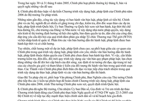 Nghị quyết 10/2005/NQ-CP phiên họp Chính phủ thường kỳ tháng 8 năm 2005