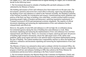 Resolution No. 10/2005/NQ-CP of September 05, 2005, the Government's regular meeting - August 2005