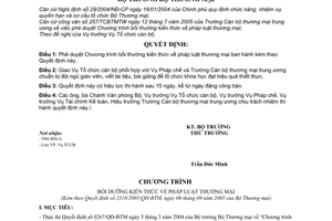 Quyết định  2318/2005/QĐ-BTM Chương trình bồi dưỡng kiến thức pháp luật thương mại