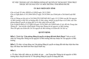 Quyết định 105/2005/QĐ-UBND thành lập Văn phòng Đăng ký quyền sử dụng đất
