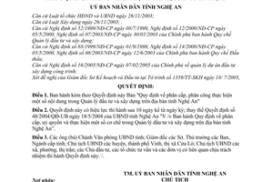 Quyết định 78/2005/QĐ-UBND phân cấp, phân công Quản lý đầu tư  xây dựng trên địa bàn tỉnh Nghệ An