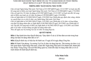 Quyết định 1328/2005/QĐ-NHNN tỷ lệ bảo đảm an toàn hoạt động quỹ tín dụng nhân dân cơ sở