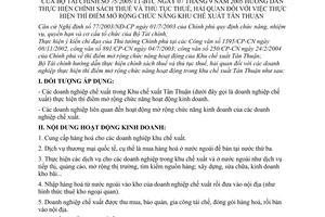 Thông tư 75/2005/TT-BTC hướng dẫn thực hiện chính sách thuế thủ tục thuế, hải quan thực hiện thí điểm mở rộng chức năng khu chế suất Tân Thuận