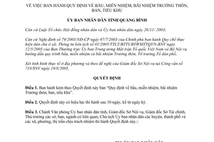 Quyết định 47/2005/QĐ-UBND bầu miễn nhiệm bãi nhiệm Trưởng thôn bản tiểu khu
