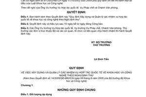 Quyết định 14/2005/QĐ-BKHCN Xây dựng Quản lý nhiệm vụ hợp tác quốc tế khoa học công nghệ theo Nghị định thư