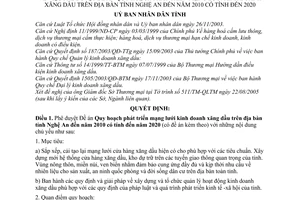 Quyết định 79/2005/QĐ-UBND đề án quy hoạch phát triển mạng lưới kinh doanh xăng dầu địa bàn tỉnh Nghệ An đến năm 2010 có tính đến 2020