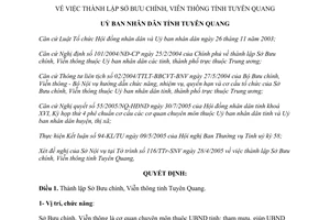 Quyết định 82/2005/QĐ-UBND thành lập Sở Bưu chính, Viễn thông tỉnh Tuyên Quang