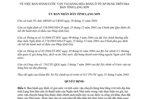 Quyết định 28/2005/QĐ-UBND cước vận tải hàng hoá bằng ô tô Lạng Sơn