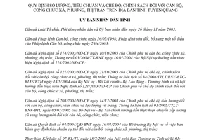 Quyết định 81/2005/QĐ-UBND số lượng tiêu chuẩn chính sách cán bộ công chức xã Tuyên Quang