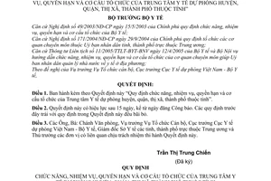 Quyết định 26/2005/QĐ-BYT  chức năng, nhiệm vụ, quyền hạn cơ cấu tổ chức Trung tâm y tế dự phòng huyện, quận, thị xã, thành phố thuộc tỉnh