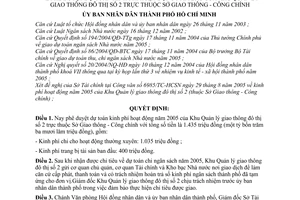 Quyết định 167/2005/QĐ-UBND dự toán kinh phí hoạt động năm 2005 Khu Quản lý giao thông đô thị số 2 thuộc Sở Giao thông - Công chính