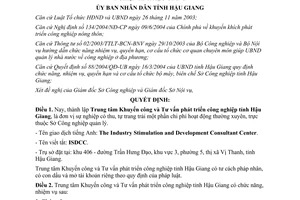 Quyết định 46/2005/QĐ-UBND thành lập trung tâm khuyến công tư vấn phát triển công nghiệp Hậu Giang