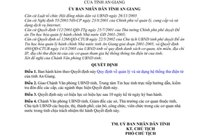 Quyết định 2536/2005/QĐ-UBND quản lý sử dụng hệ thống thư điện tử tỉnh An Giang
