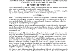 Quyết định 2353/2005/QĐ-BTM Ủy quyền UBND tỉnh Gia Lai quản lý hoạt động xuất nhập khẩu thương mại của doanh nghiệp vốn đầu tư nước ngài địa bàn tỉnh