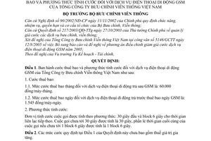 Quyết định 30/2005/QĐ-BBCVT cước thuê bao phương thức tính cước dịch vụ điện thoại di động
