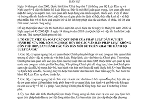 Chỉ thị 29/2005/CT-TTg triển khai Nghị quyết Quốc hội thi hành Bộ Luật Dân sự 2005